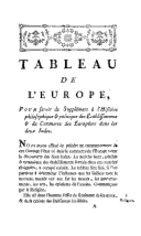 Tableau de l’Europe (supplément Histoire des deux Indes)