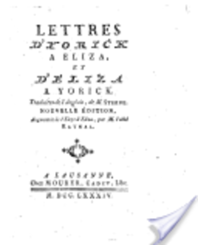 Lettres d’Yorick à Eliza
