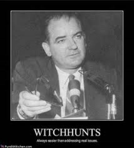 Senatory Joeseph McCarthy begins a communist witch hunt