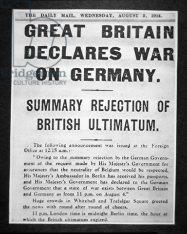 Great Britain declares war on Germany