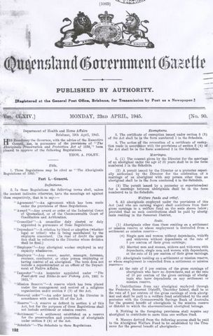 Queesland Aborignal Protection Act