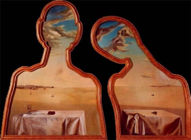 SUBREALISME (PAISATGES): PARELLA AMB ELS CAPS PLENS DE NÚVOLS"