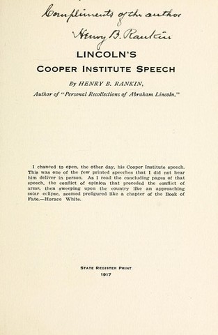 Lincoln Speaks at Cooper Institute