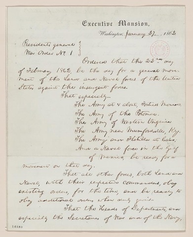 Lincoln Issues General War Order #1