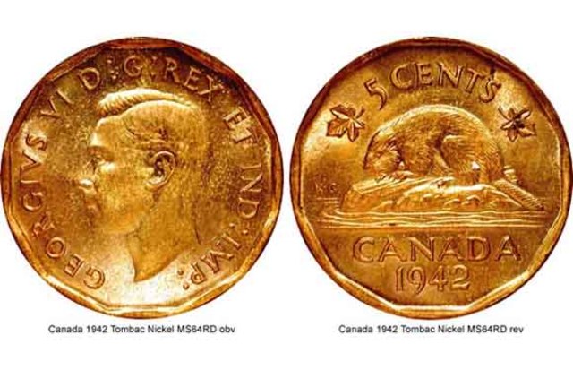 due to nickel needed for munitions tombac used for 5 cent coin