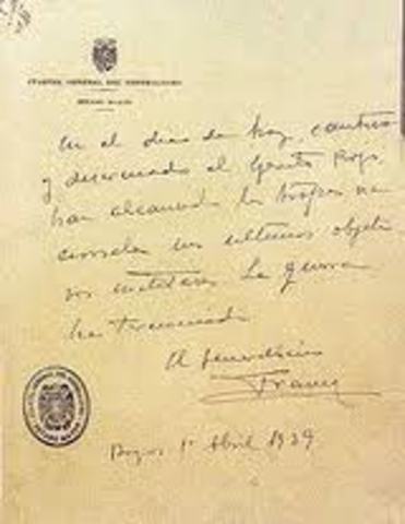 Termina la Guerra Civil y comienza la dictatura del general Franco.