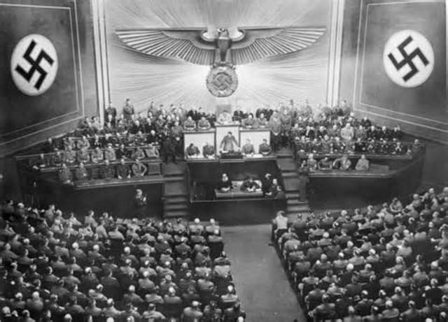 Enabling Act gives Hitler dictatorial power.