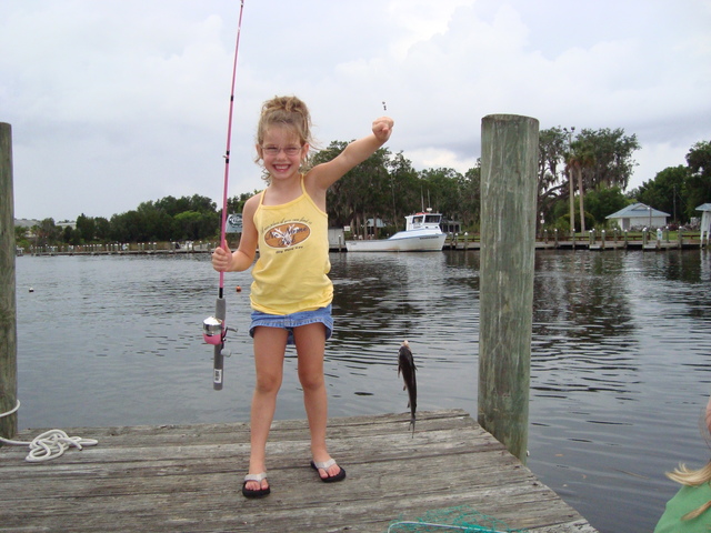 Faith catches her first fish
