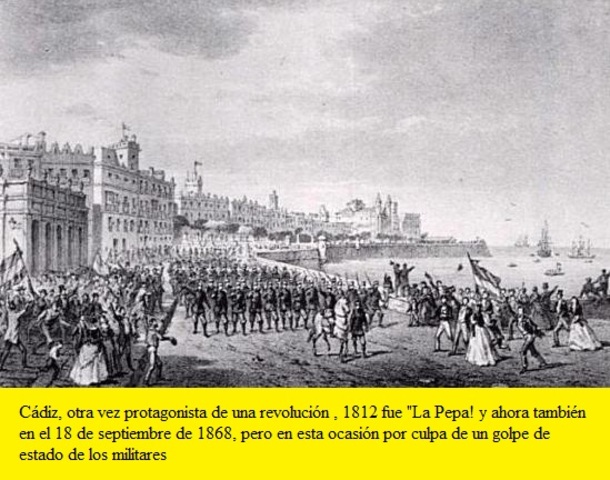SE PRODUCE UNA REVOLUCION LLAMADA ''LAGLORIOSA'' Y LA REINA ISABEL II ES EXPULSADA DE ESPAÑA