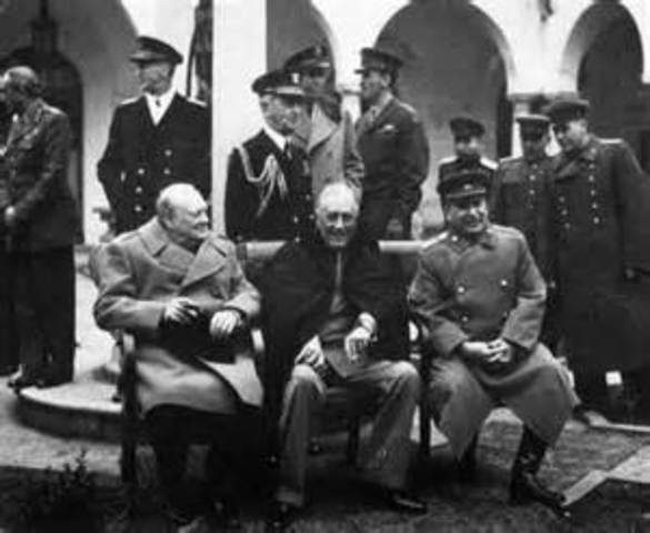 Roosevelt, Churchill, Stalin meet at Yalta.