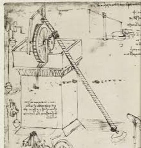 Leonardo da Vinci designs a windmill