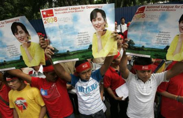 Manifestación en Rangún