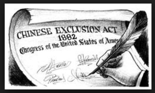 Chinese Exclusion Act passed to stop Chinese workers from immigrating