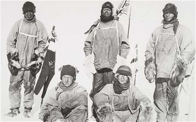 Scott ad Shackleton and three other men  attempted to walk to the South Pole and were unsuccessful.