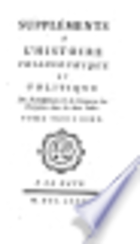 Parution des Suppléments à l'Histoire des deux Indes