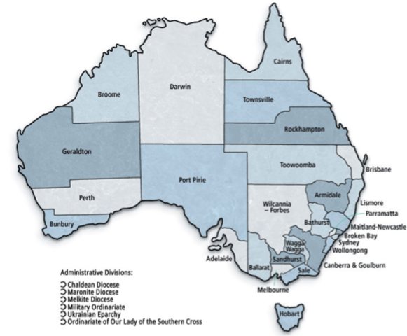Catholic Church is divided into provinces and dioceses