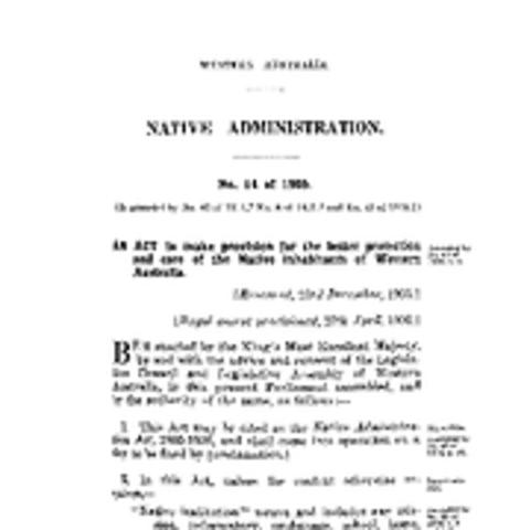 Western Australia Aborigines Act