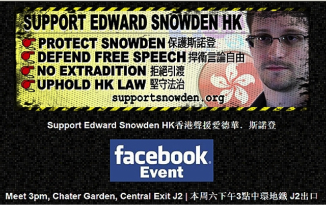 Hong Kong rallies for Snowden