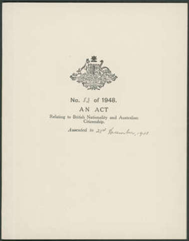 The Nationality and Citizenship Act created a symbolic Australian citizenship