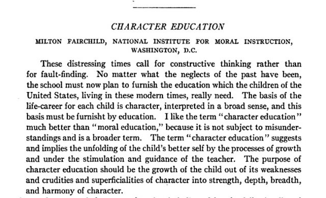 The Character Education Movement