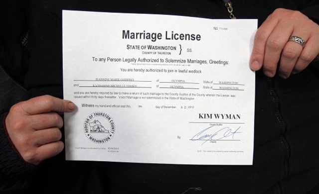 1st same-sex marriage certificates in US