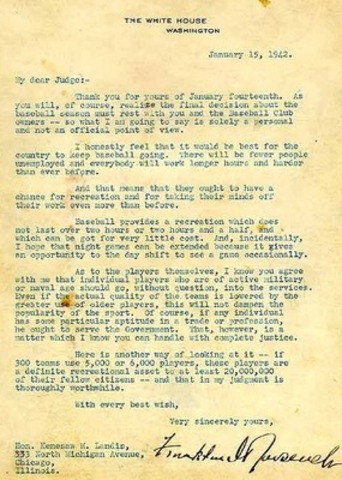 Franklin D. Roosevelt and the "Green Light Letter"