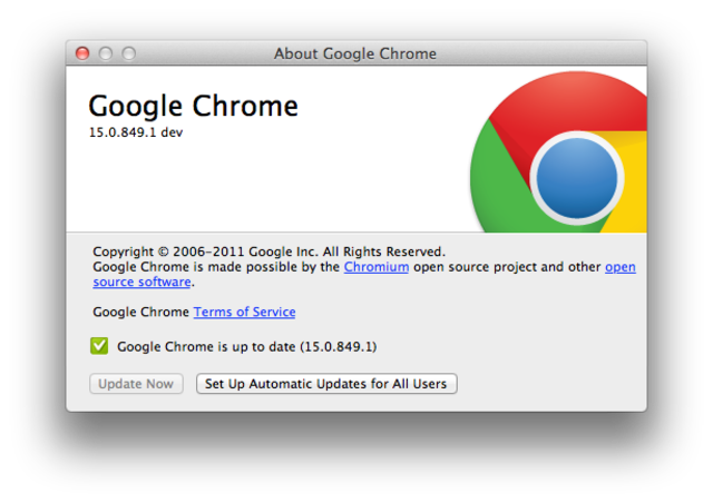 Versión 15, Google Chrome