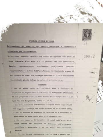 Intimazione di sfratto per finita locazione e contestuale citazione per la convalida ad Edoardo Mazzetti di Pietralata