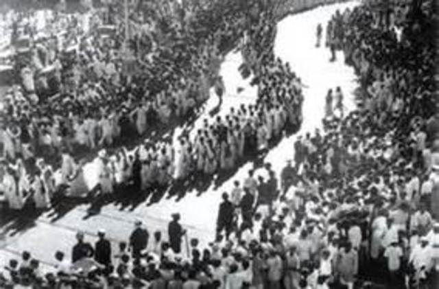 Begins nationwide "Quit India" movement