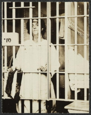 Alice Paul began a hunger strike during her 6 month jail sentence to protest the prison conditions.