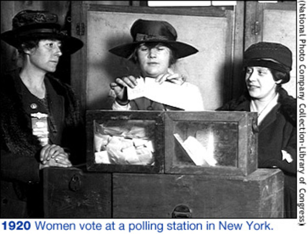Charlotte Woodward cast her first vote for president of the United States after women gain the right to vote