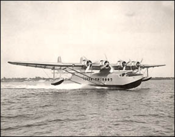 Pan American Airlines initiates the first commercial transatlantic air service