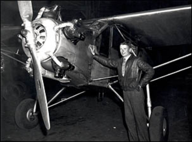 Douglas Corrigan takes off from Floyd Bennett Field