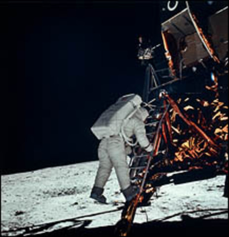 Lunar Module lands the first man on the moon