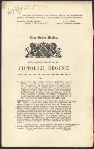 The influx of the Chinese Restriction Act was introuduced