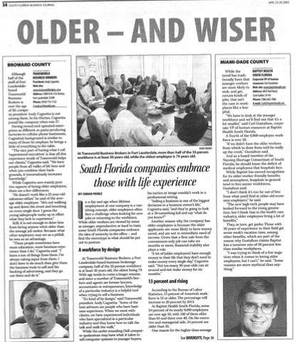 South Florida Business Journal "Older and Wiser"
