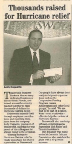 South Florida Sun-Sentinal " Thousands raised for Hurricane Relief"