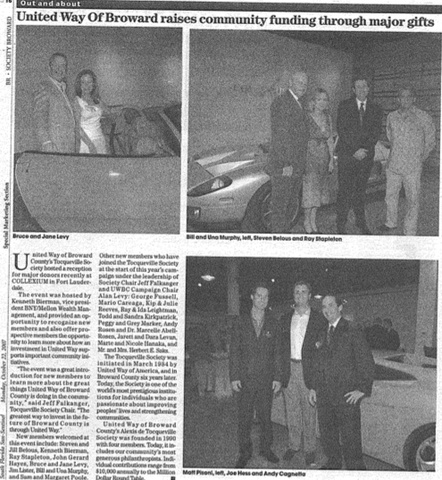 Sun-Sentinel "United Way of Broward raises community funding through major gifts"