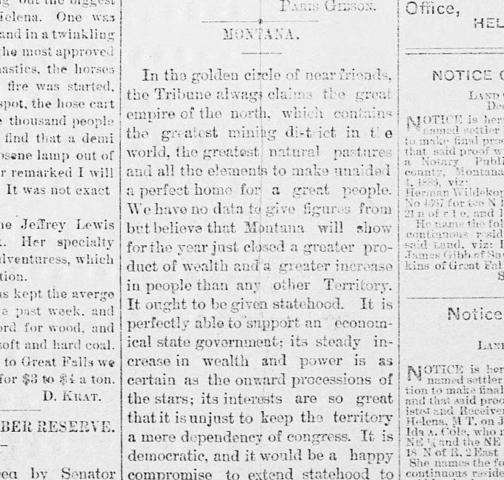 Great Falls tribune January 09, 1886