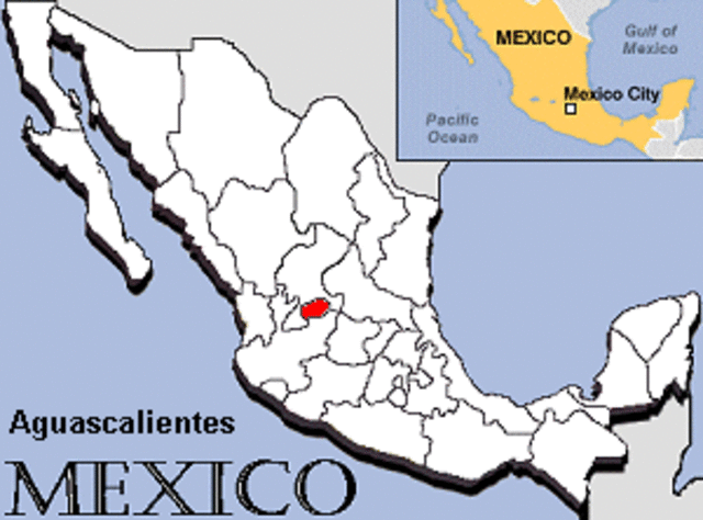 Location of El Rancho de las Rosas in Aquascalientes, Mexico
