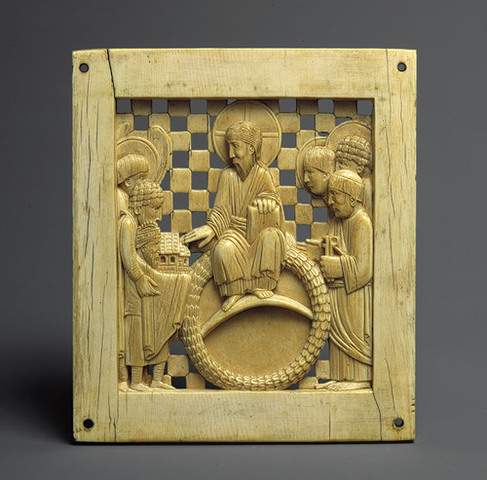 Plaque with Otto I presenting the Cathedral of Magdeburg