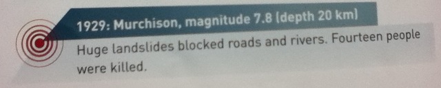 1929: Murchison, magnitude 7.8 (depth 20 km )