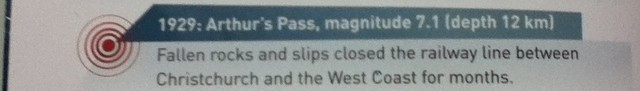 1992 :Arthur's Pass, magnitude 7.1 ( depth 12 km )
