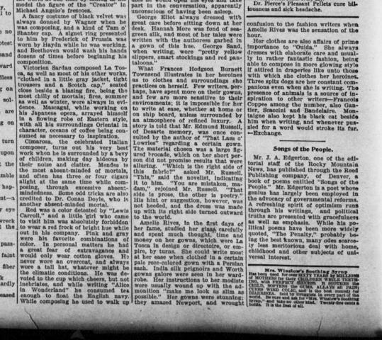 Fabric Opinions, Washington Irving Mentioned Just Above