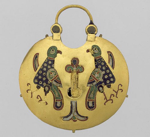 Temple Pendant with Two Birds Flanking the Tree of Life