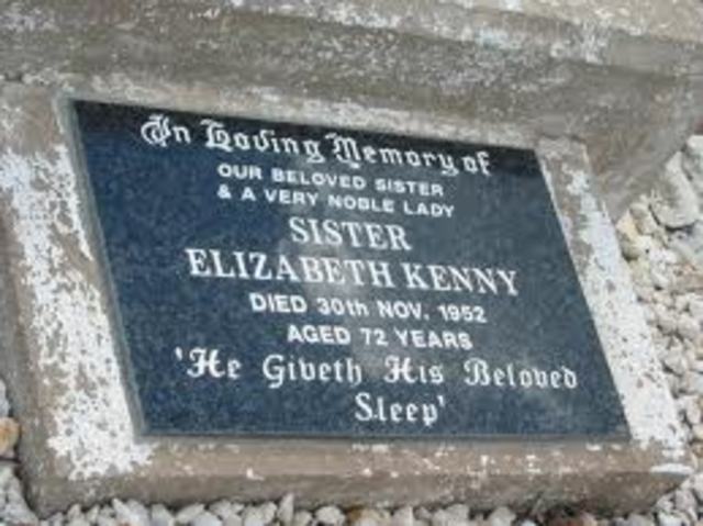Sister Elizabeth Kenny passed away in 1952 from Parkinson's disease. Her infantile paralysis treatment and rehabilition, which was the beginning of physical therapy, has changed the world and will continue to help millions of people all over the globe.