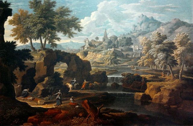 Classical Landscape with Staffage by Etienne Allegrain