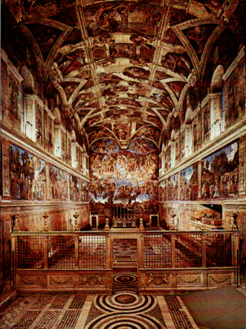Michelangelo paints the "Sistine Chapel"