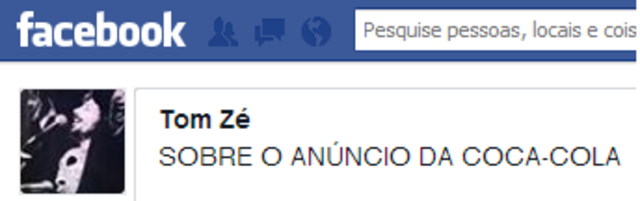 Tom Zé publica nota no Facebook