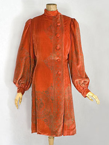 Gallenga hand stenciled silk velvet coat